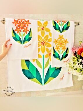 NEW Fragonard France THE POP Bathroom Set of 3 / Hand, Bath Towel + Shower Sheet